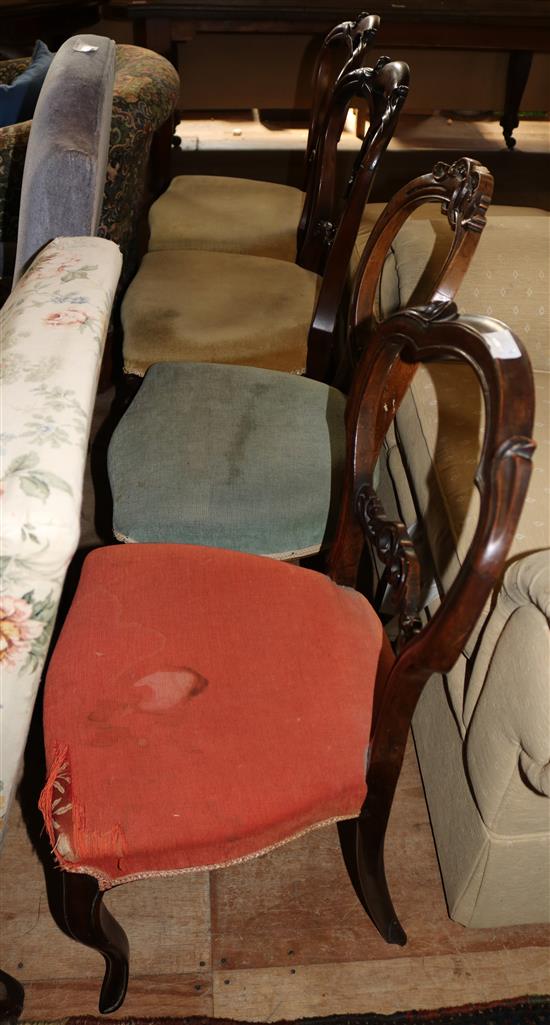 4 Victorian cab leg chairs(-)